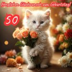 Bild zum 50 geburtstag frau weiße Katze kostenlos