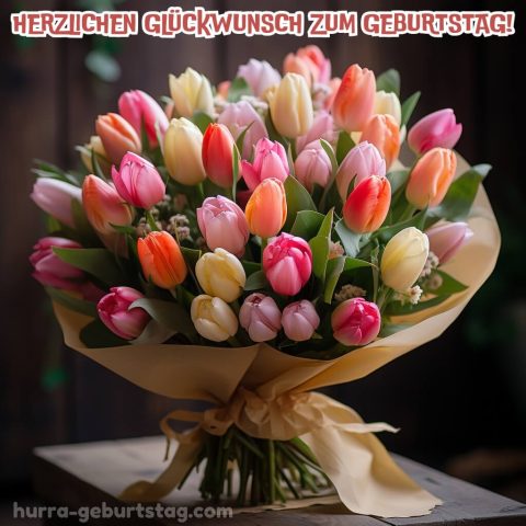 Glückwunsch zum geburtstag blume bild Tulpen 12 kostenlos