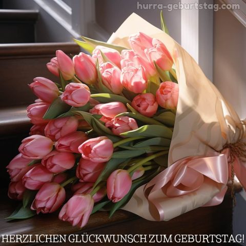 Glückwunsch zum geburtstag blume bild Tulpen 4 kostenlos