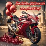 Stilvolle glückwünsche zum geburtstag mann bild rotes Motorrad kostenlos