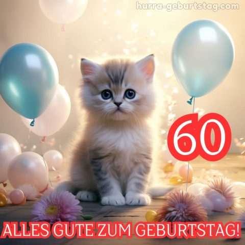 Glückwünsche zum 60. geburtstag frau bild Kätzchen kostenlos