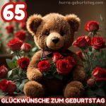 Glückwünsche zum 65. geburtstag frau bild Bär mit Blumen kostenlos