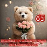 Bild 65. geburtstag mann Bär mit Blumen kostenlos
