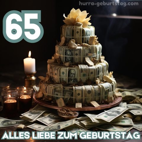 Bild 65. geburtstag mann Geldkuchen kostenlos