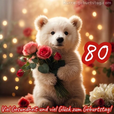 Bild zum 80 geburtstag frau Bär und Blumen kostenlos