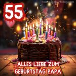 55. geburtstag papa bild Kuchen und Kerzen kostenlos