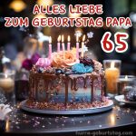 65. geburtstag papa bild Kuchen und Kerzen kostenlos